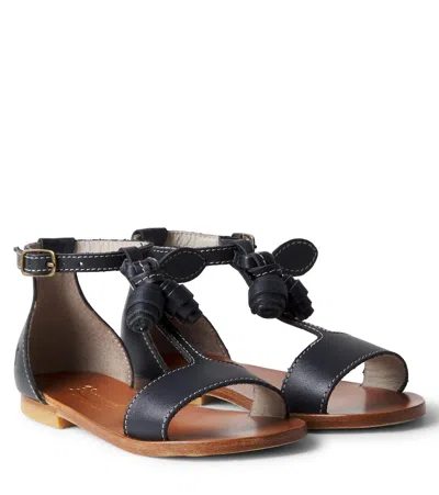 Bonpoint Kids' Elmas Leather Sandals In Blue