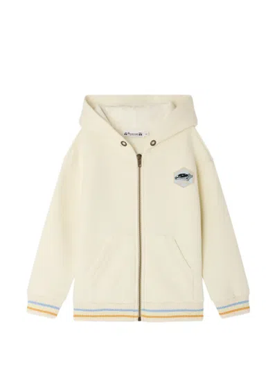 Bonpoint Kids' Elroy Graphic-print Zip-up Hoodie In Neutral