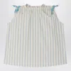 Bonpoint Elvia Dress White/blue Striped With Bows In Multi