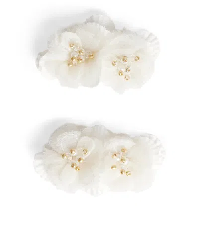 Bonpoint Kids'  Embellished Hair Clips In White