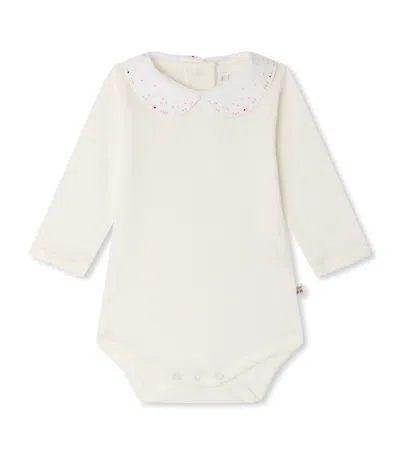 Bonpoint Kids'  Embroidered Bodysuit In Brown
