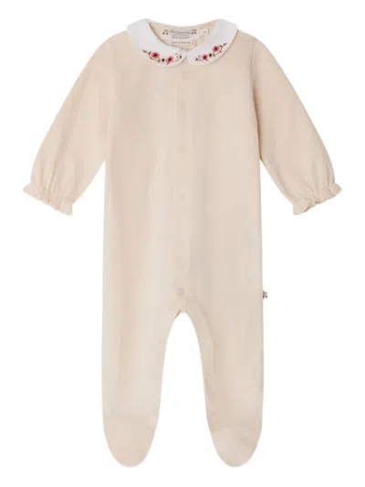 Bonpoint Babies' Embroidered-collar Pajamas In Neutral