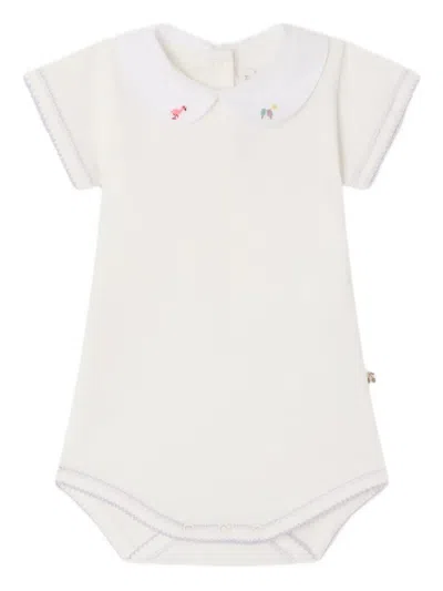 Bonpoint Babies' Embroidered Collared Body In Neutral