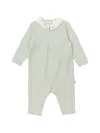 Bonpoint Embroidered Collared Romper In Green