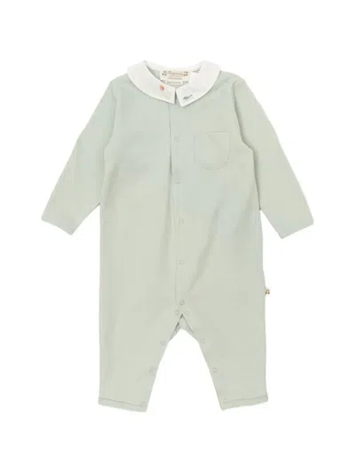 Bonpoint Babies' Embroidered Collared Romper In Green