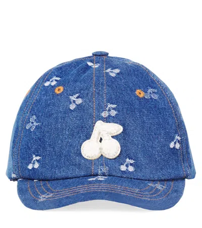 Bonpoint Kids' Embroidered Cotton Baseball Hat In Blue