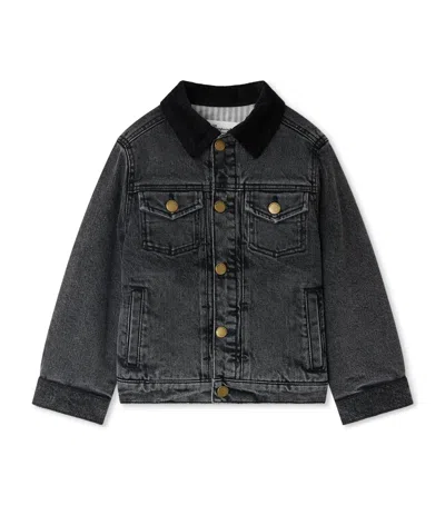 Bonpoint Kids' Embroidered Denim Jacket In Black