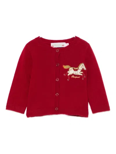 Bonpoint Babies' Embroidered-detail Buttoned Cardigan In Red