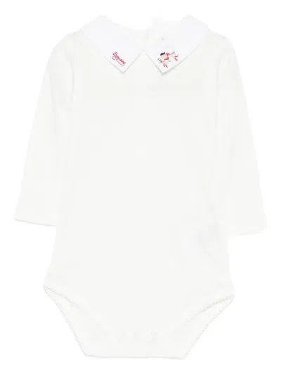 Bonpoint Babies' Embroidered-detail Collared Body In White