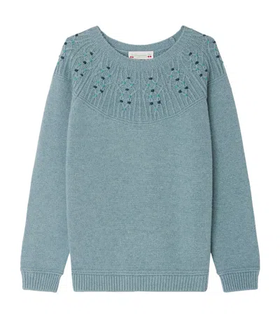 Bonpoint Kids' Embroidered-detail Sweater In Blue