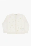 Bonpoint Embroidered Francille Crew-neck Cardigan With Rhinestones