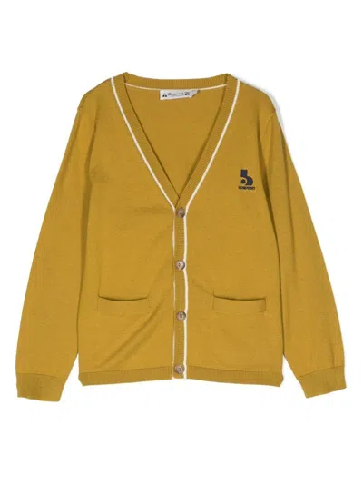 Bonpoint Kids' Embroidered Logo Cardigan In Yellow