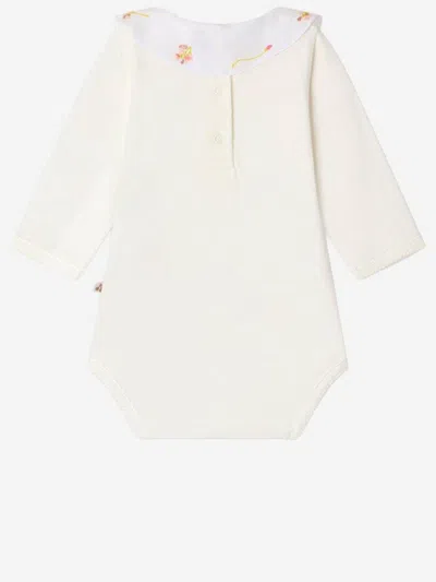 Bonpoint Embroidered Organic Cotton Bodysuit In Ivory