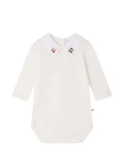 Bonpoint Babies' Embroidered Peter Pan Collar Bodysuit In Neutrals