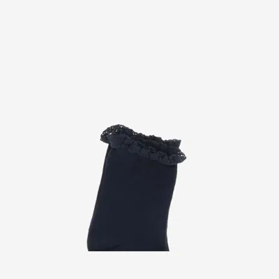 Bonpoint Embroidered Ruffle Stretch Cotton Socks In Navy