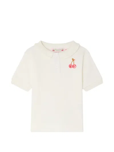 Bonpoint Babies' Embroidered Short-sleeved Polo Shirt In White