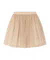 Bonpoint Embroidered Tulle Elastic Waist Polka Dot Skirt In Gold