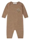 Bonpoint Embroidered Wool Romper In Brown