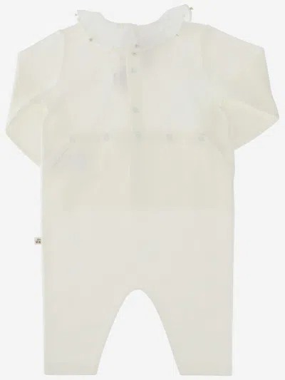 Bonpoint Embroidered-collar Cotton Romper In White