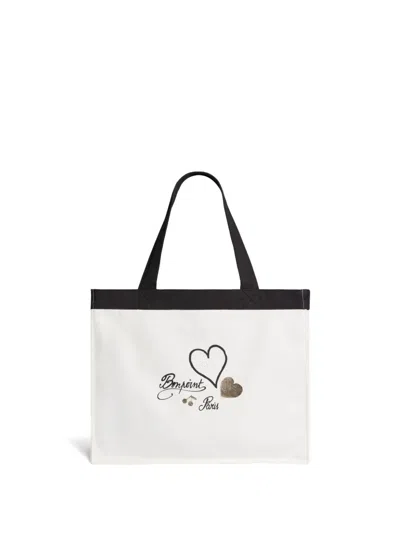 Bonpoint Kids' Emiko Heart-print Organic Cotton Tote Bag In White