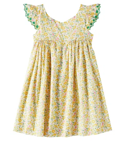 Bonpoint Kids' Emina Floral Cotton Poplin Dress In Multicoloured