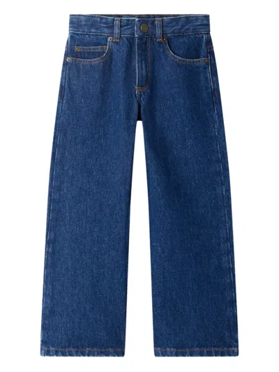 Bonpoint Kids' Engraved-button Five-pocket Style Jeans In Blue