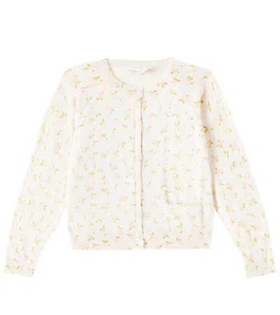 Bonpoint Kids' Enoha Printed Cotton And Cashmere Cardigan In Multicoloured