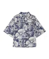Bonpoint Erian Poplin Shirt With Floral Motif In Blue