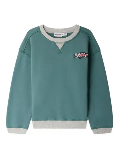 Bonpoint Kids' Erol Car-embroidered Sweatshirt In Green