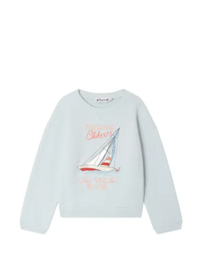 Bonpoint Kids' Sweathshirt Mit Grafischer Stickerei In Blue