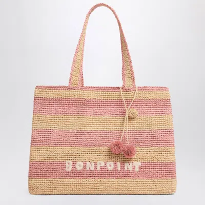 Bonpoint Esma Pink Striped Raffia Bag In Multi