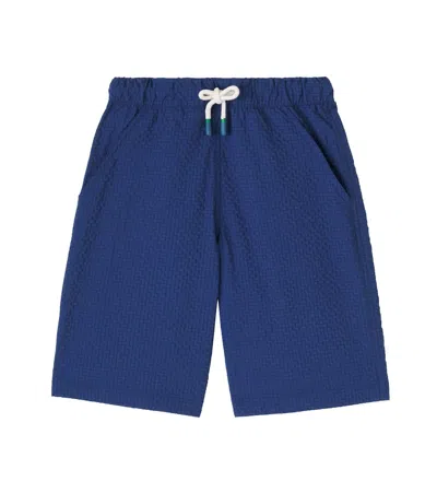 Bonpoint Kids' Ethan Checked Patch-appliqué Shorts In Blue