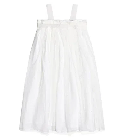 Bonpoint Kids' Etincelle Tulle Dress In Po Blanc Naturel