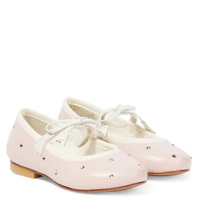 Bonpoint Kids' Eveline Leather Mary Jane Flats In Pink
