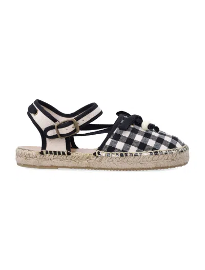 Bonpoint Kids'  Evila Gingham Espadrilles In Black
