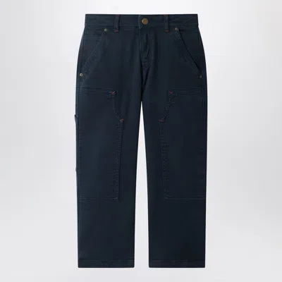 BONPOINT EWANN NAVY BLUE COTTON TROUSERS
