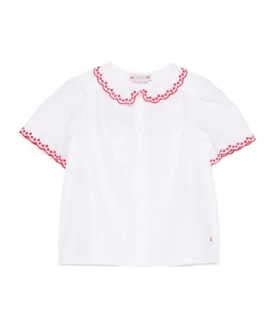 Bonpoint Kids White Ezzie Blouse In 002 Blanc Lait