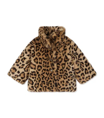 Bonpoint Downjacket In Leopard Faux Fur Kids In Animal Print