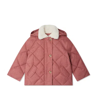 BONPOINT FAUX FUR-TRIM HOODED PEA COAT