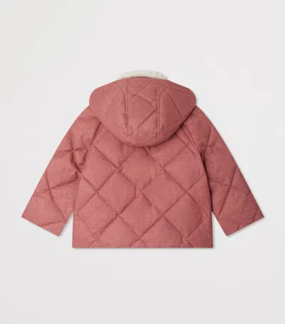 Bonpoint Kids' Faux Fur-trim Hooded Pea Coat In Red