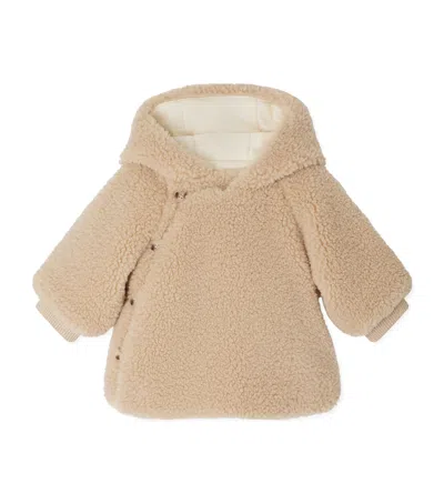 Bonpoint Kids' Faux Shearling Hooded Jacket In Neutral