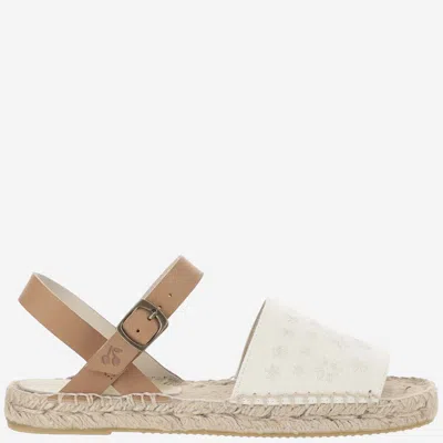 Bonpoint Kids' Fava Leather-trimmed Espadrilles In White