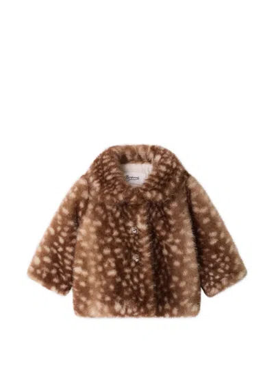 Bonpoint Babies' Fawn-print Faux-fur Coat In Brown