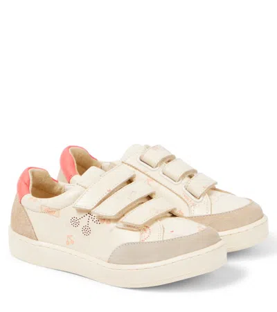 Bonpoint Kids' Fedy Printed Leather Sneakers In White