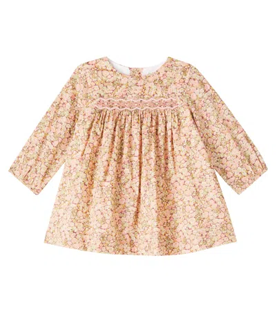Bonpoint Floral Print Pleated Dress In Nude