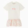 Bonpoint White Casual Dress For Girl With Cherries In White