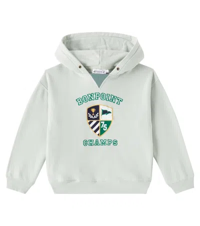 Bonpoint Kids' Felix Embroidered Cotton Jersey Hoodie In Grey