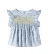 Bonpoint Fidji Floral Smocked Cotton Blouse In Multicoloured