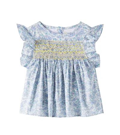 Bonpoint Kids' Fidji Floral Smocked Cotton Blouse In Multicoloured