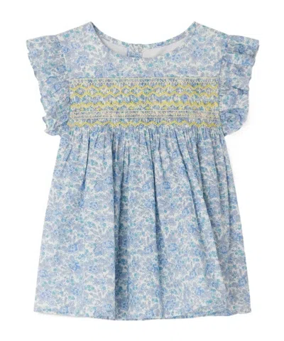 Bonpoint Fidji Pleated Shirt In Blue